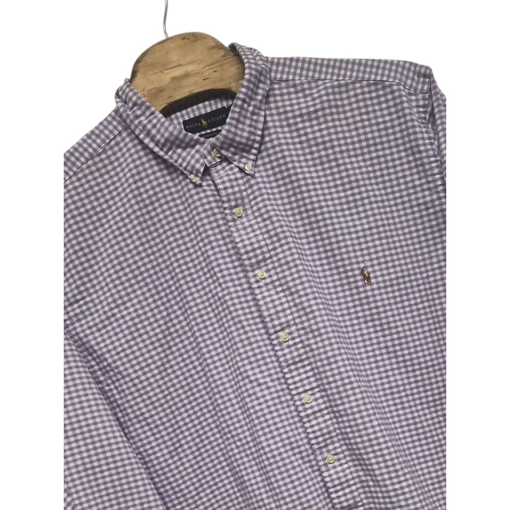 Polo‎ Ralph Lauren Shirt Men 4XB Purple Button Down Easy Car Gingham Pony